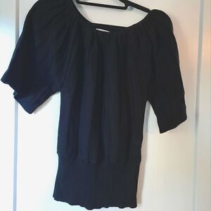 Xhilaration Scoopneck Sweater Cotton Short Sleeve Black